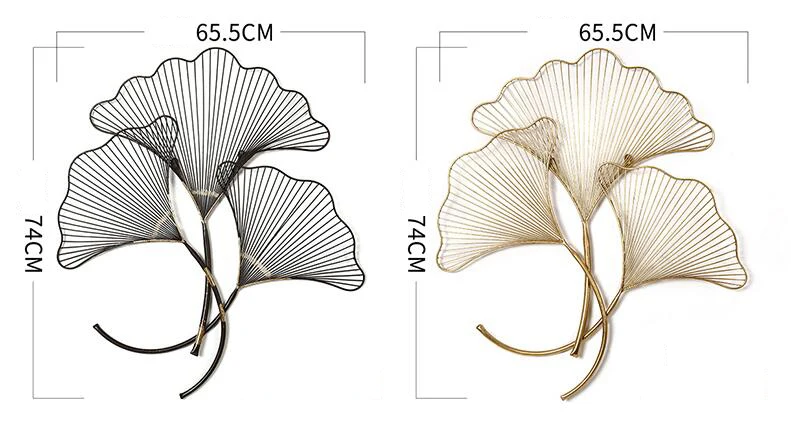 Современный кованый настенный светильник Ginkgo Biloba, украшение для дома в отеле, 3D стерео Наклейка на стену, настенные украшения в виде листьев гинкго