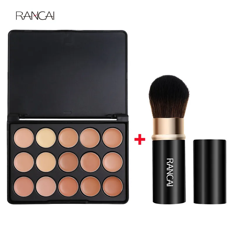 15 Colors Face Concealer Palette Eye shadow Cream Makeup Contour Maquiagem and face powder brushes(6-1)