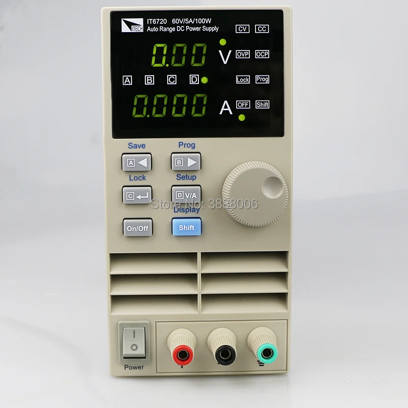 

ITECH IT6720 High Precision Adjustable Auto Range DC Power Supply 60V/5A/100W Programmable Digital Power Supply Voltage Regulato