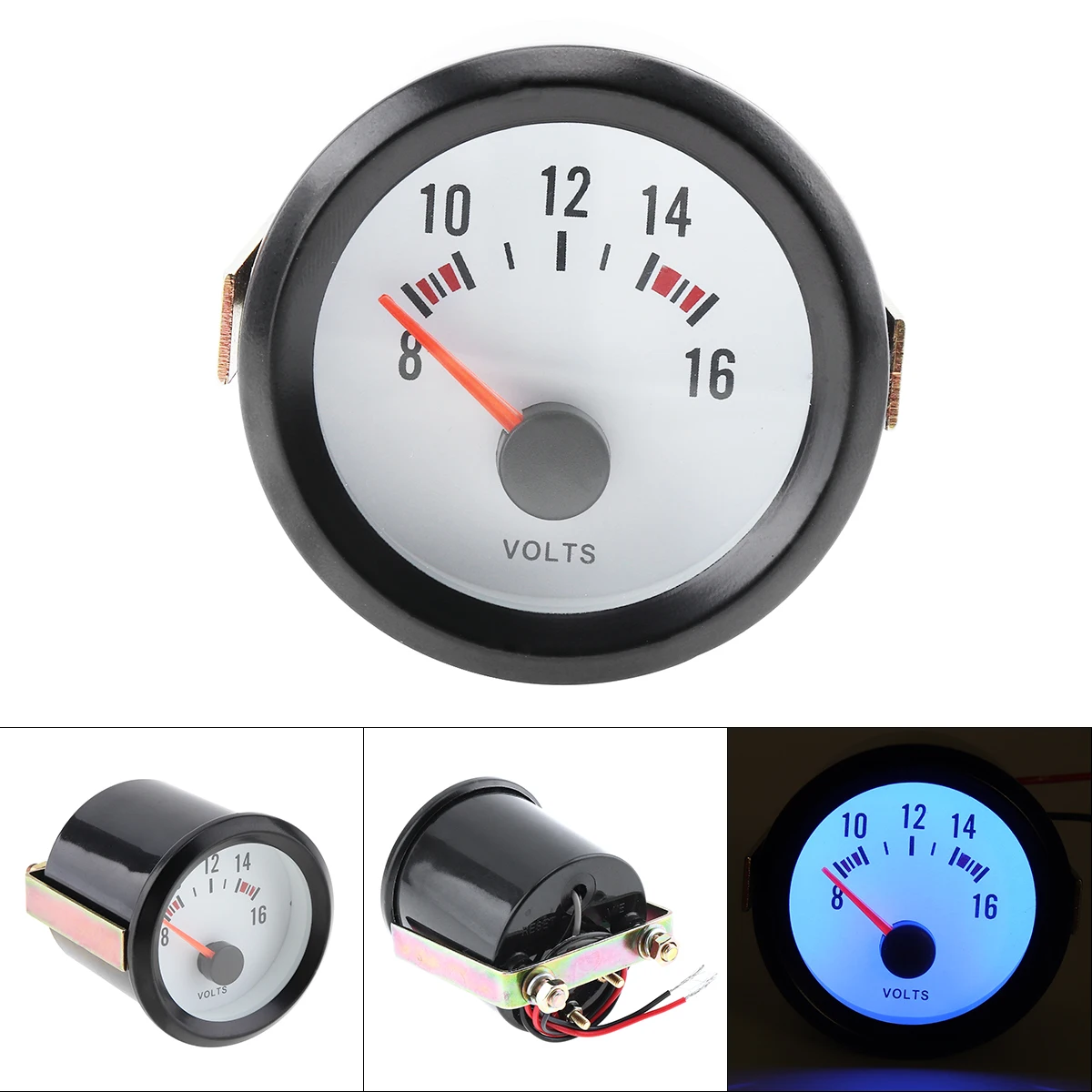 

6037BL 2" 52mm 8-16V Blue LED Voltage Meter Gauge Voltmeter with Sensor for Car / Boat / Truck / ATV