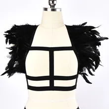 Jlx.harness Sexy перо привязного ремня женский, черный укороченный Бандаж Бюстгальтер бондаж Готический Фестиваль Восторженные полюс танцевальное белье