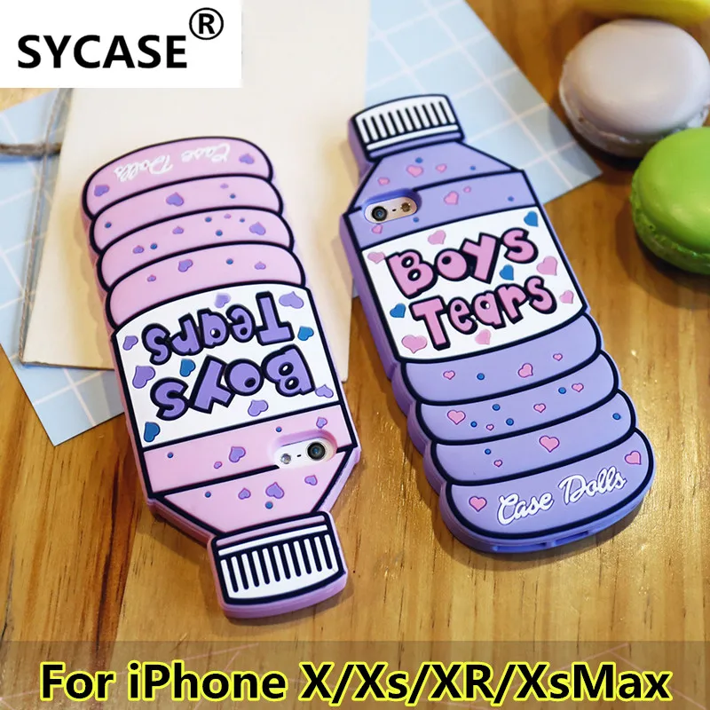 SYCASE 3D Мягкий силиконовый мультфильм чехол для iPhone X XR Xs Max бутылка воды телефон