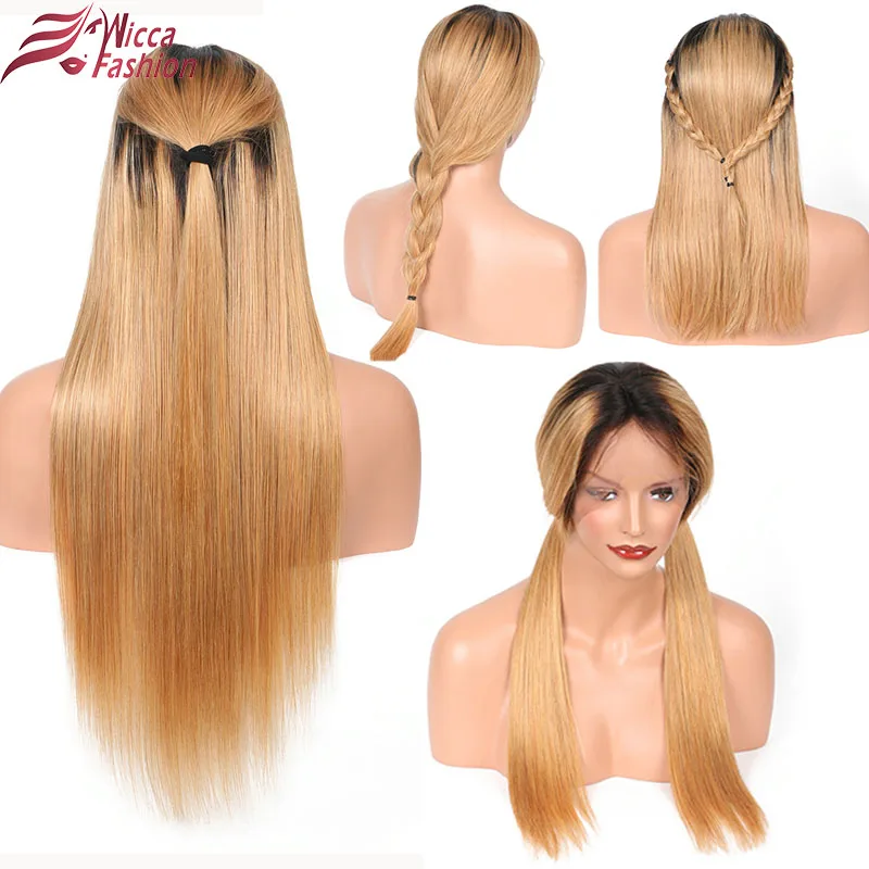 Dream Beauty ombre brazilian hair lace front wig 1b/27 Remy straight 13x6 Deep part Human Hair Wigs With Baby Hair -