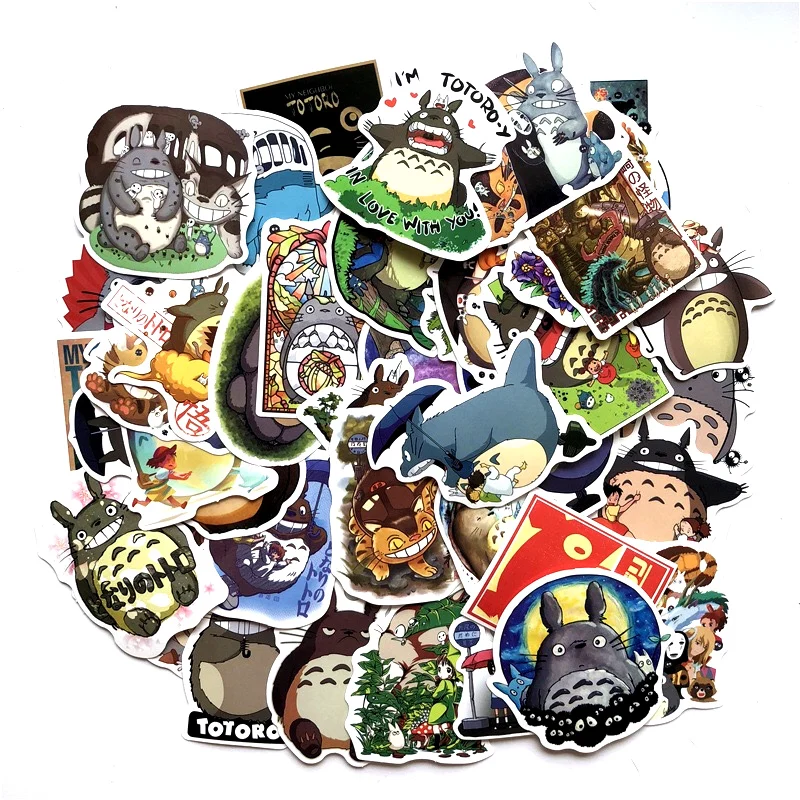 Vente 50 pcs lot Japonais Film Mon Voisin Totoro Mignon Papeterie Autocollants Pour Voiture Ordinateur Portable Portable Bagages Autocollant Réfrigérateur Planche À Roulettes