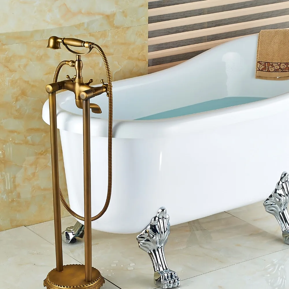 Wholesale And Retail Floor Mounted Antique Brass Bathroom Tub Faucet