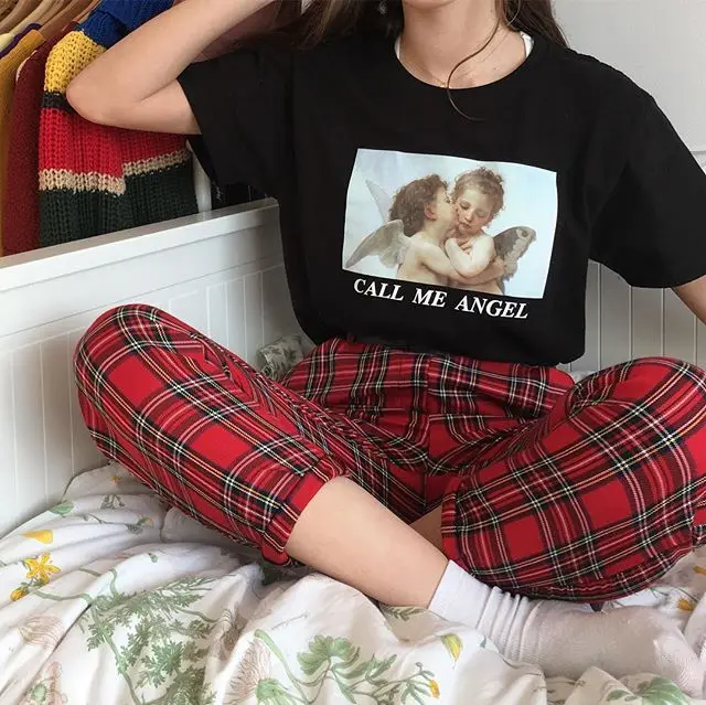 Модная женская футболка с надписью Call Me Angel PUDO HJN Tumblr летняя повседневная