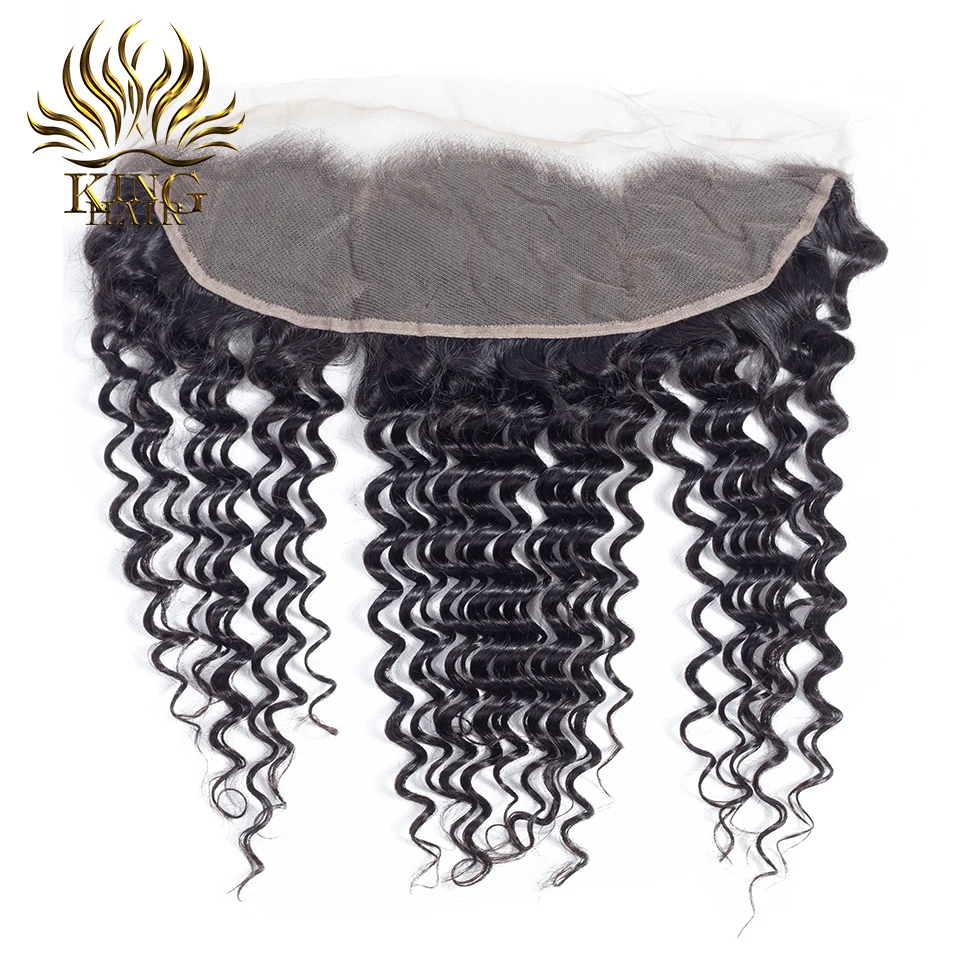 King Brazilian Deep Wave 13*4 Ear to Ear Lace Frontal Closure Free Part 100% Remy Human Hair Extensions 10-20 Inch Lace Closure
