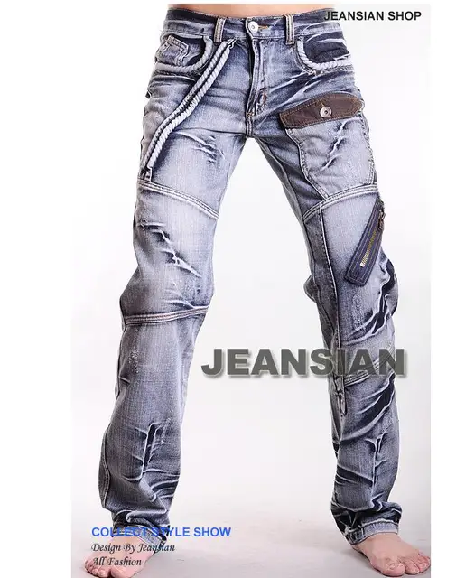 Cheap fashion mens denim jeans motorcycle Cat whisker true jean men pant british style Zipper spring Straight jeans man pants slim