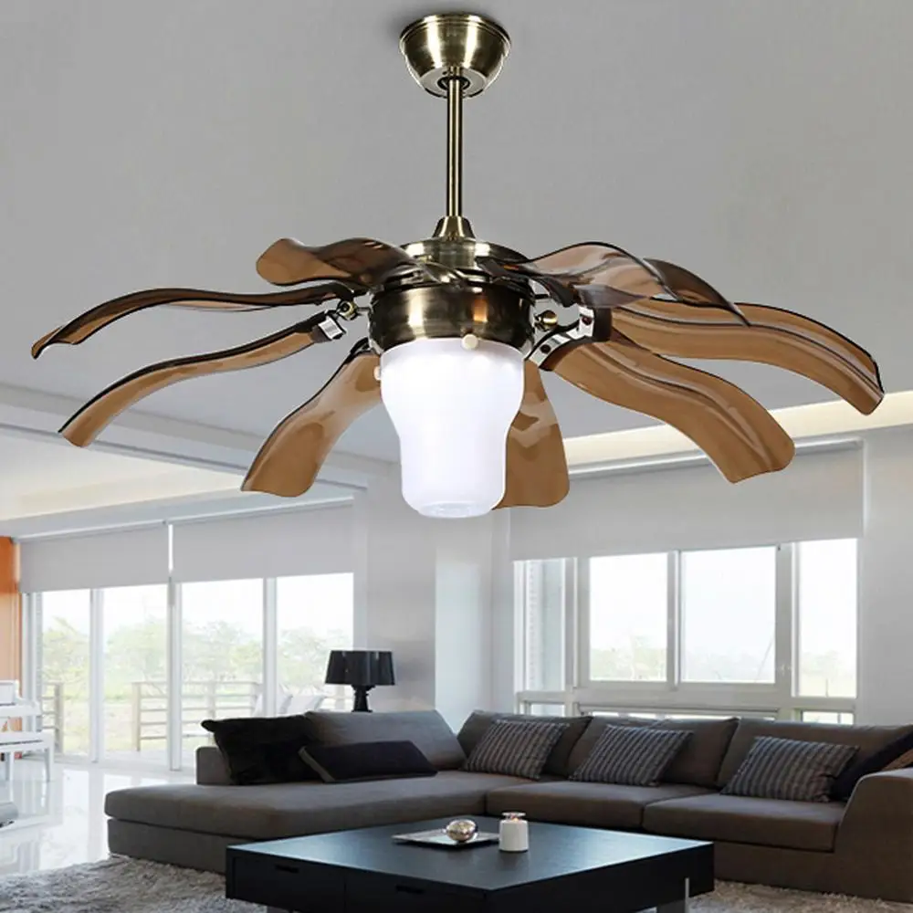 42 Reversible Blade Semi Flush Mount Ceiling Fan Chandelier