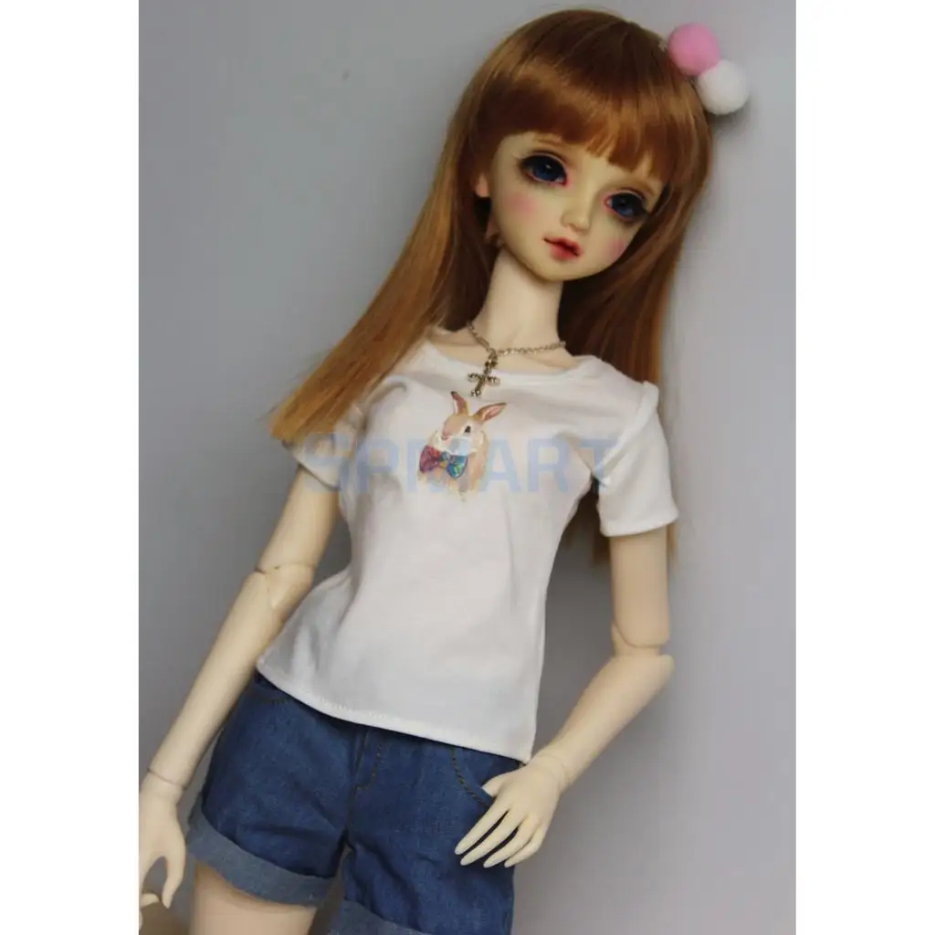 Хлопковое летнее платье футболка MagiDeal с коротким рукавом для 1/3 1/4 BJD SD кукольных
