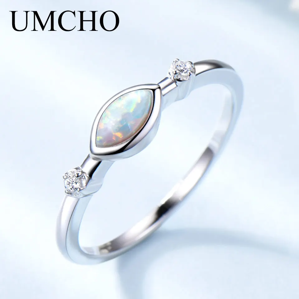 UMCHO White Fire Opal Rings for Women Solid 925 Sterling Silver Gemstone Romantic Engagement Promise Ring Vintage Fine Jewelry UMCHO White Fire Opal Rings for Women Solid 925 Sterling Silver Gemstone Romantic Engagement Promise Ring Vintage Fine Jewelry