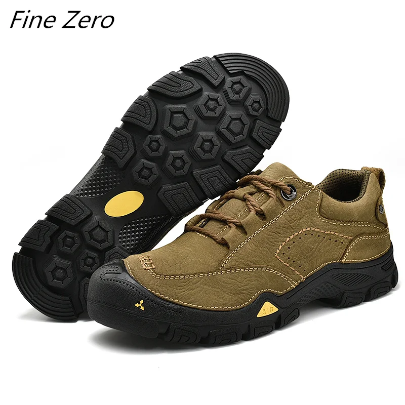 Men's Waterproof Hiking Shoes Travel Shoes Outdoor Non-slip Wear Hunting Sneakers Genuine Leather Trekking Climbing Sports Shoes