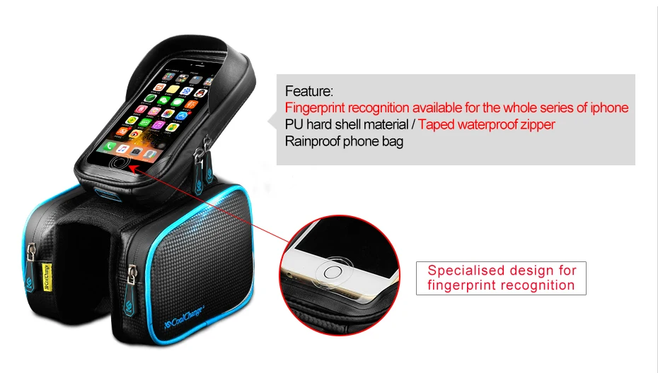 Cheap 2018 CoolChange Bicycle Frame Front Head Top Tube Waterproof Bike Bag&Double IPouch Cycling for 6.0 In Cell Phone Cycling Bag 4