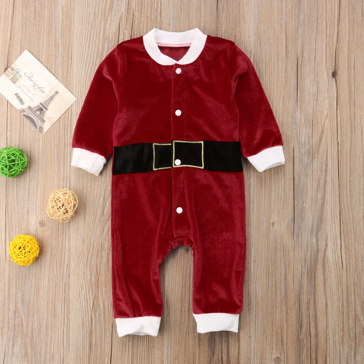 Рождественский комбинезон с длинными рукавами для новорожденных мальчиков и девочек, костюм Санты унисекс, пижама, осенняя Рождественская одежда