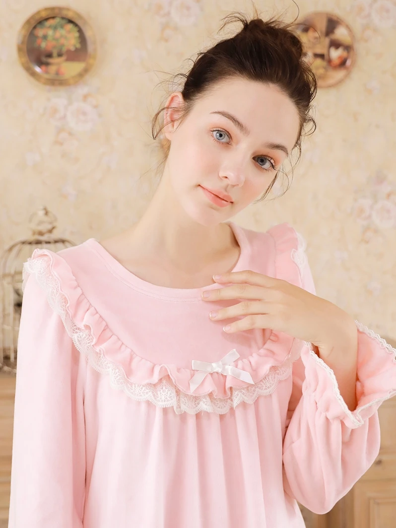 Пижама женская фланелевая ночная рубашка зимняя ночная рубашка Розовая Желтая ночная рубашка Женская милая домашняя одежда