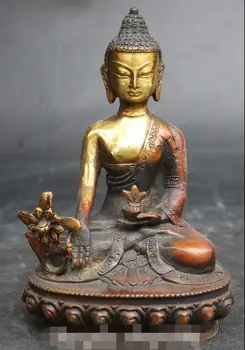 

Chinese Bronze Gilt Buddhism Menla Medicine Medical Buddha Kotus Base Statue