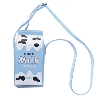 

Fashion Creative Milk Box Mini Shoulder Bag Kids Girls Cute Phone Cash Holder Pouch