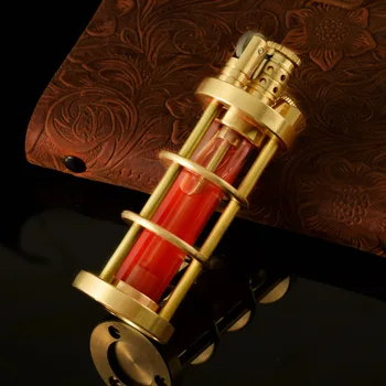 

High-end handmade heavy creative personality four pure copper kerosene lighter colored transparent pure oil man craft gift
