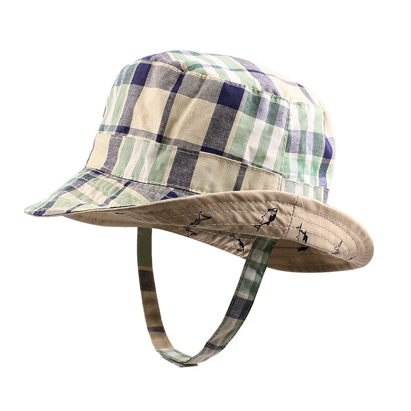 Cute Fish Baby Boys Hat Cotton Bucket Hat For Boys Spring Summer Kids Sun Cap Beach 2 Side Children Cap 0-4Y Baby Boys Clothing (1)