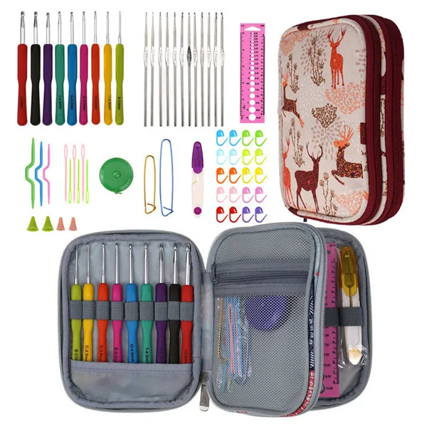 9 Styles Crochet Hooks Needles Set Yarn Weave Knitting Needles Hook Scissors Rulers Sewing Tools Crochet Kit with Crochet bags - Цвет: Style 11