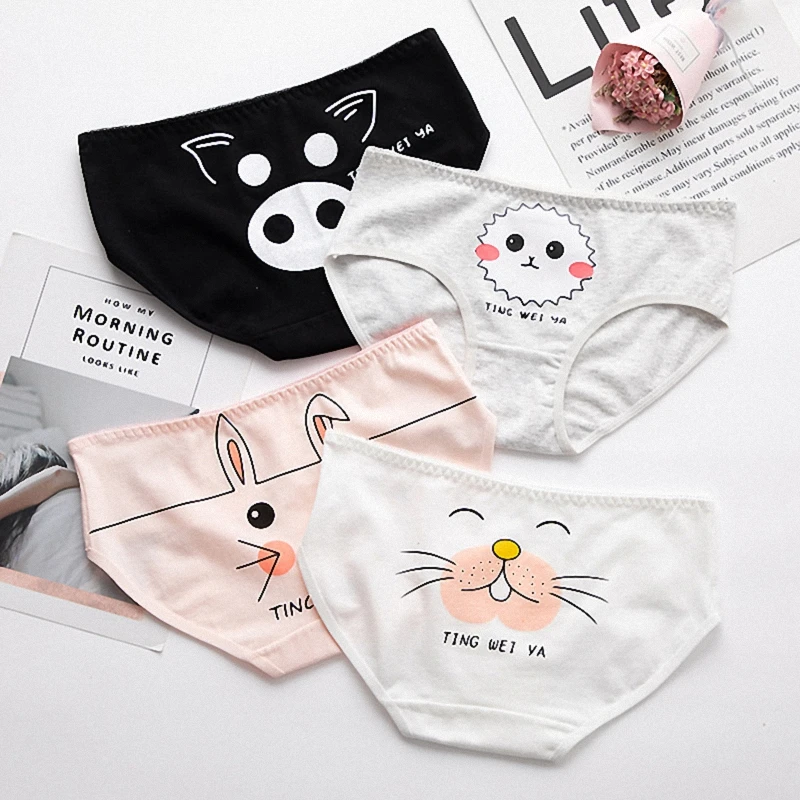 2pcs/lot Cotton panties women pattern cotton underwear women gril briefs lingerie ladies underpants cartoon female wholesale