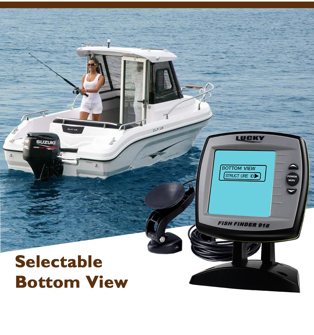 محظوظ قارب fishfinder السمك مكتشف FF918-180S الصيد مكتشف السلكية الاستشعار 45 درجة سونار