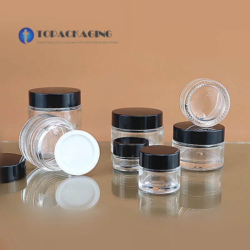 5/10/15/20/30/50/80/100g Cream Jar Clear Glass Cosmetic Container Screw Cap Empty Makeup Mask Cans Sample Facial Mask Canister 100g 200g 300g cream jar white double layer pp plastic facial mask makeup sub bottling empty cosmetic container sample canister