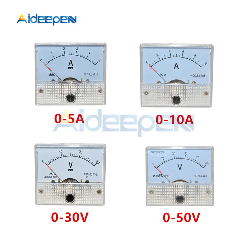 

DC Analog Panel Voltmeter Ammeter Amp Volt Meter Gauge 85C1 30V 50V 5A 10A