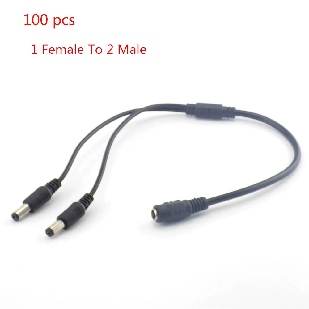 

Gakaki 100pcs 2.1*5.5mm 1 Female to 2 Male Splitter Plug Cable DC Power Supply 12V Pigtail cctv camera cable Surveillance