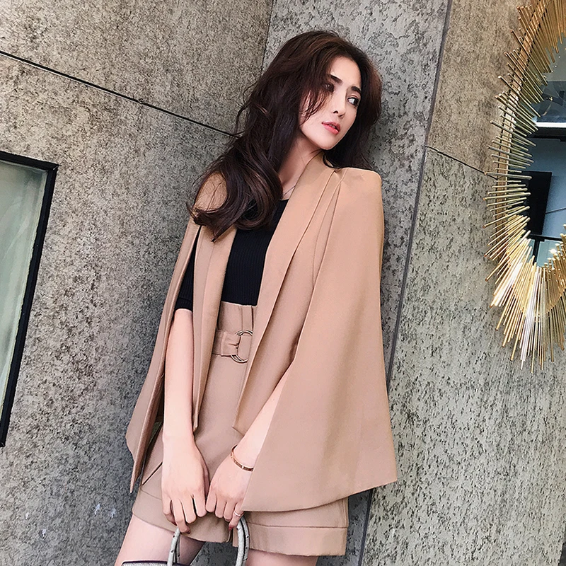 

2019 England Europe and the United States fashion ladies cape jacket high-quality suit suits ladies casual suit two-piece set
