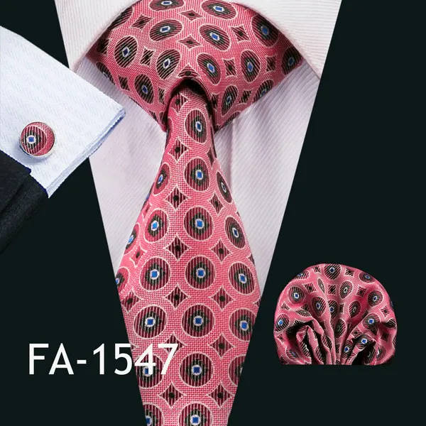 Barry. Wang, новинка, розовый галстук для свадьбы, мужские галстуки, набор с носовыми запонками, шелк, мужской галстук для шеи, для свадьбы, вечеринки, бизнеса - Цвет: FA-1547