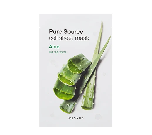 MISSHA Pure Source Cell Sheet Mask Face Skin Care Facial Mask Hydrating Anti Aging Whitening Acne Treatment Mask Korea Cosmetics - Цвет: ALOE  1pcs