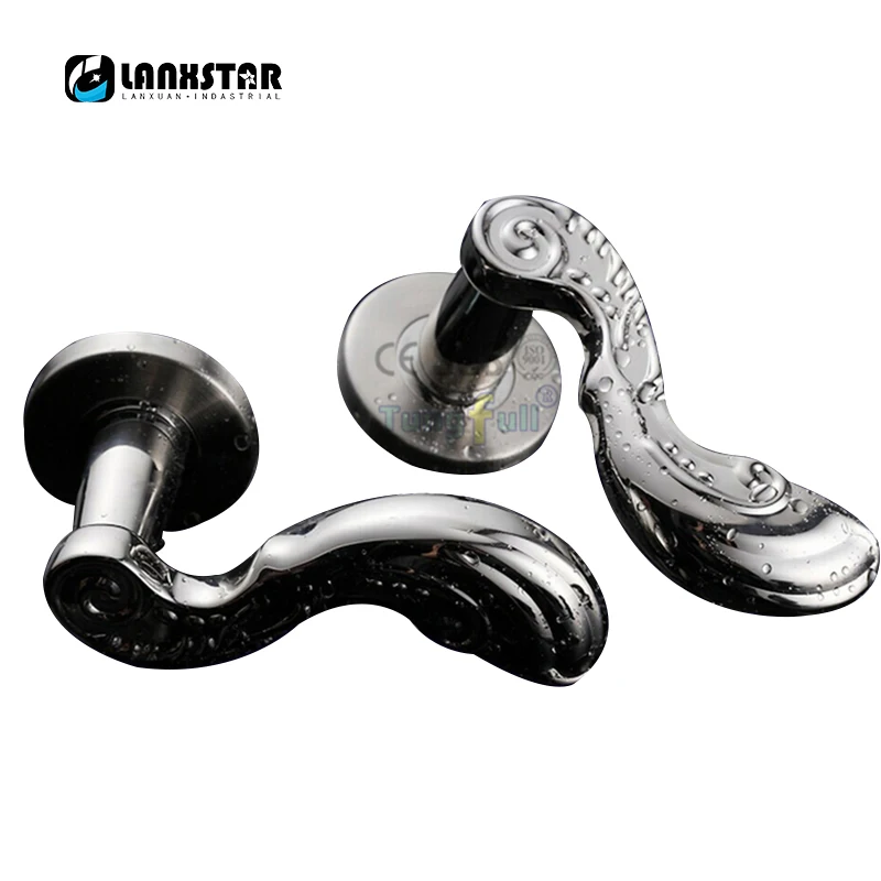 Lanxstar European Design Contemporary Wooden Door Handle Locking Knob