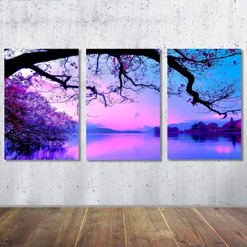 

Full drill Scenery 5D DIY Diamond painting Lakeside Sunset glow Cross stitch Diamond Embroidery Rhinestone Mosaic Pattern