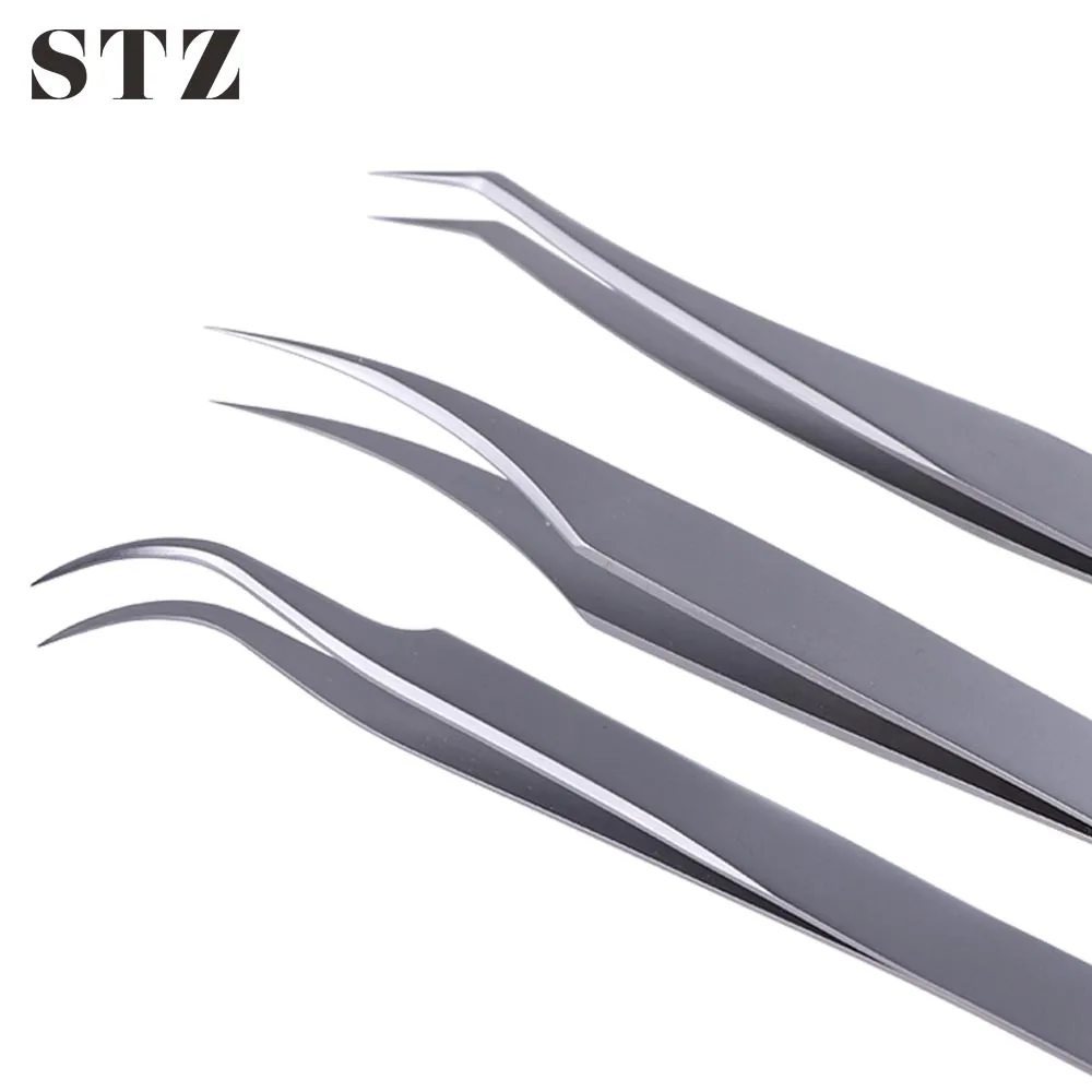 

STZ 1pc Eyelash Extension Eyebrow Tweezers Eyelash Extension Tools Easy Flowering Eyebrow Clip Rhinestone Picker Nail Art MJP1-3