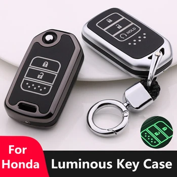 

Luminous zinc alloy leather key case cover keychain For Honda HRV CRV XRV FIT CRIDER Accord SPIRIOR Pilot CIVIC VEZEL CITY JADE