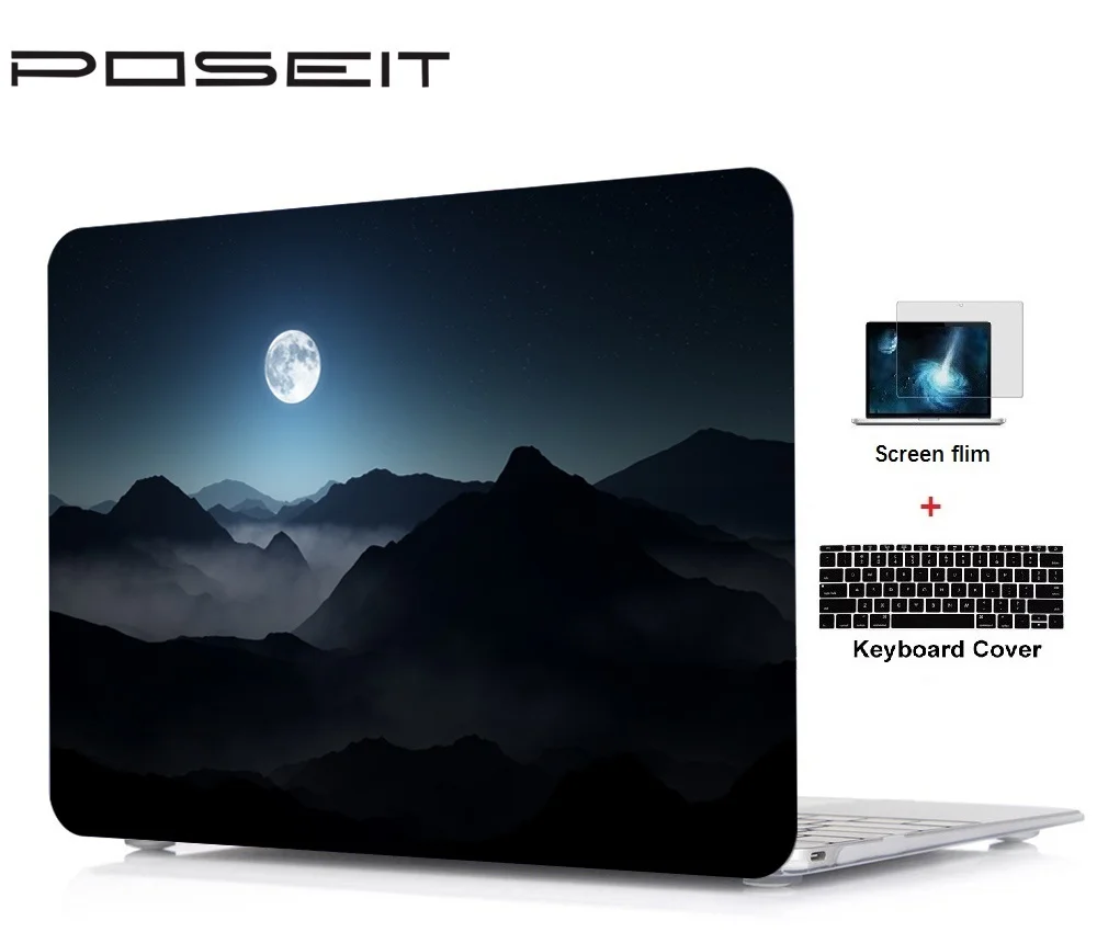 3 в 1 жесткий чехол для ноутбука с принтом + клавиатуры экранная пленка Apple Macbook Air Pro