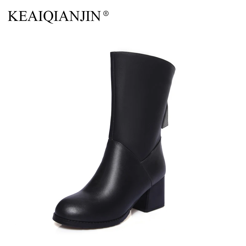 KEAIQIANJIN Woman Genuine Leather Ankle Boots Winter Autumn Black Red Bottine Plus Size 33 - 44 Shoes High Heels Boots 2017 цена KEAIQIANJIN Woman Genuine Leather Ankle Boots Winter Autumn Black Red Bottine Plus Size 33 - 44 Shoes High Heels Boots 2017 цены онлайн