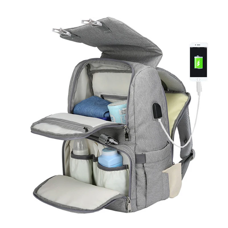 

New Diaper Bag For Fashion Mum Waterproof Changing Bags Large Capacity Maternity Diaper Bag Baby Nappy Bag Solid Backpack