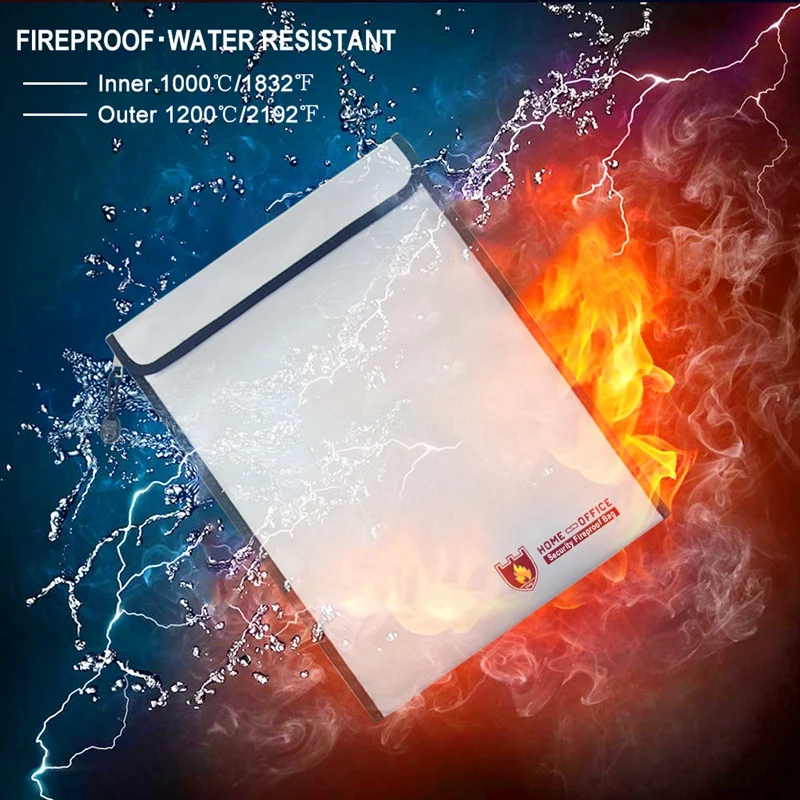 

Hot sale Silver Fire Resistant Waterproof Safe Bag for Important Documents 14.96in x 11in