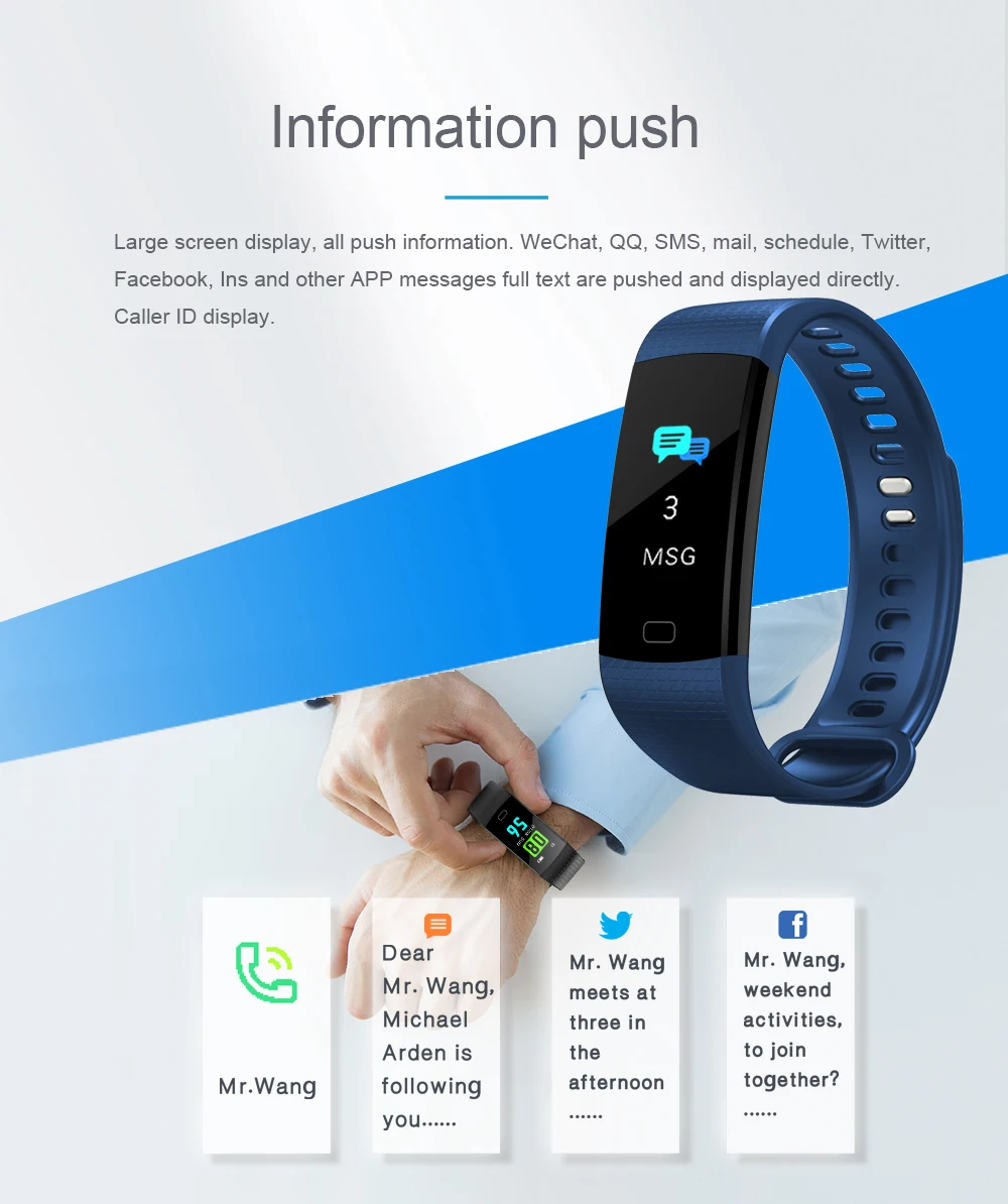 Y5 Смарт часы Цвет Экран браслет сердечной активности Фитнес трекер Smartband электроники браслет VS Xiaomi Miband 2