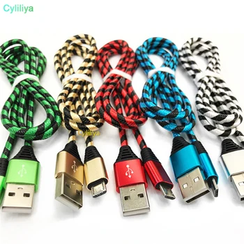 

100pcs 0.25m 1m 2m 3m Micro USB Charger Data Cable Braid Cord Cable For Samsung S8 Plus Mobile Phone