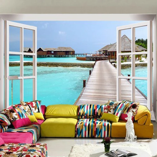 

Custom photo wallpaper Maldives seascape wallpapers mural living room sofa backdrop wallpaper lobby mural