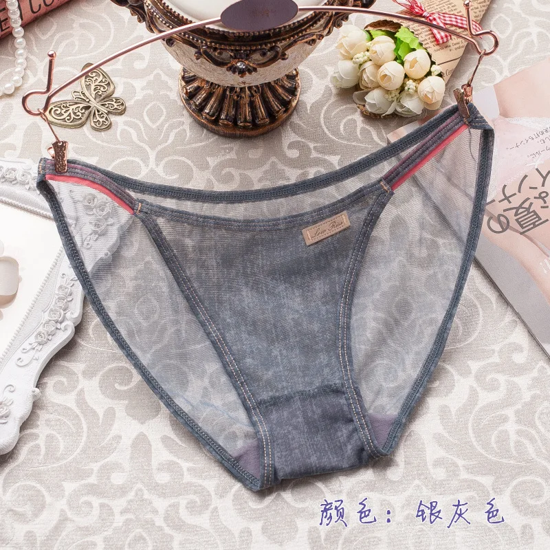 New Fashion 2018 Imitation Jeans Women's Panties Transparent Underwear Women Net Yarn Soft Briefs Sexy Lingerie Low Waist (18)