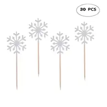 30 снежинки Торт Топперы Снежинка Кекс Picks выбор для вечерние рождественские тематические вечерние украшения для детского торта