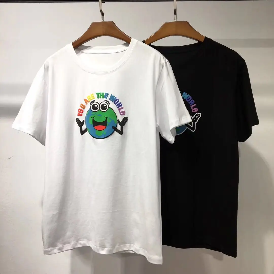 

Summer 2019 new round neck loose cotton color printed pattern short sleeve T-shirt