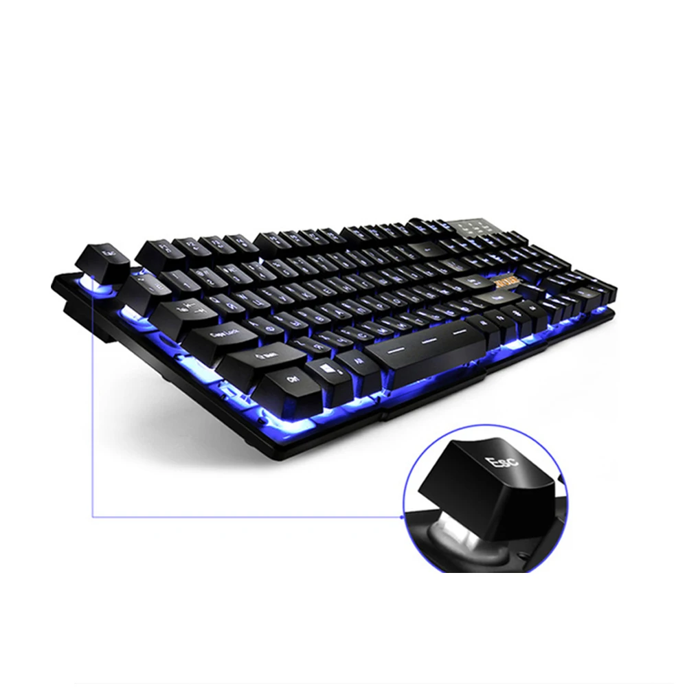 Goede ZIENSTAR Russische Brief Spel Toetsenbord met Drie Kleuren Backlit, Vergelijkbaar Mechanische Voelen, USB Kabel