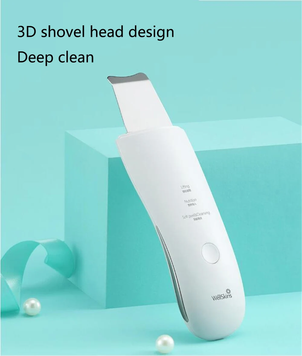 Xiaomi Wellskins Professional Ultrasonic Facial Skin Scrubber Deep Face Cleaning Blackhead remove Rechargeable Beauty Instrument (9)