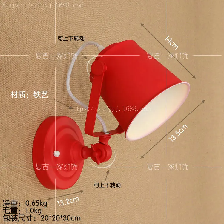 11 цветов светодиодные Настенные светильники для помещений Ретро Лофт E27 лампа настенный светильник для спальни вверх вниз промышленные настенные бра lamparas ZBD0012 - Цвет абажура: A style - red