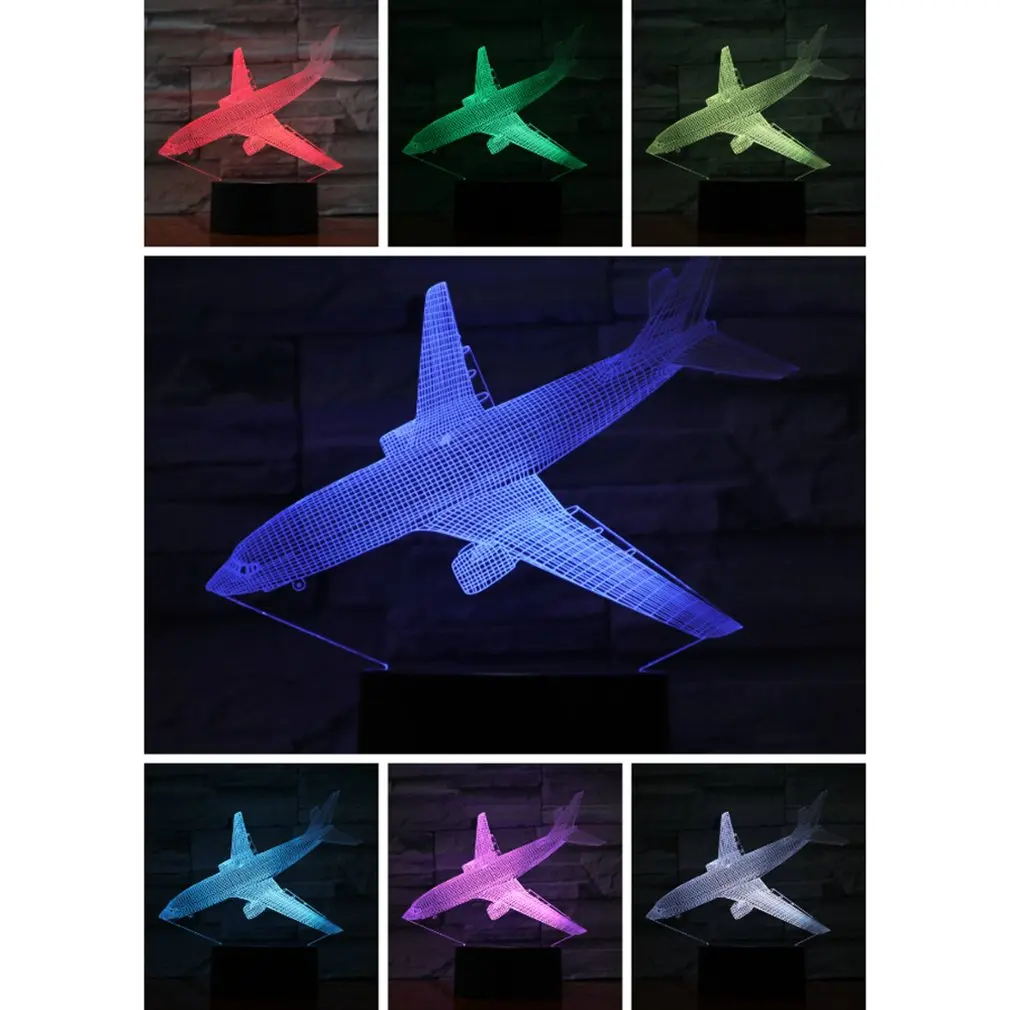 

A Generation Of 3d Night Light Colorful Civil Aircraft Crack Gradient Led Light Company Business Gifts